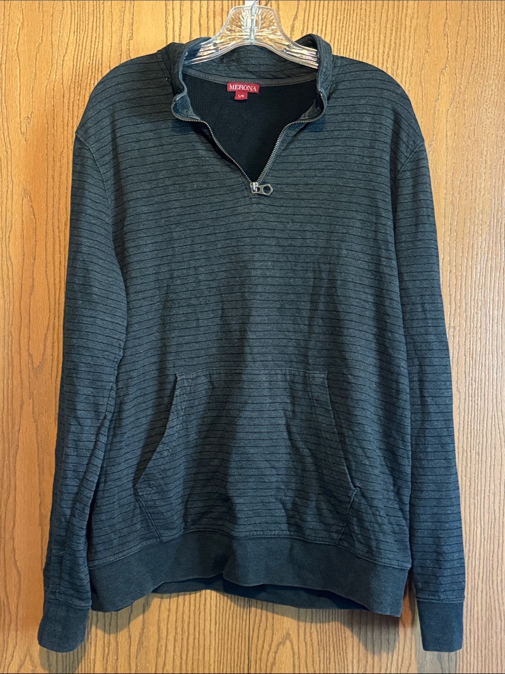 Merona Men's Dark Charcoal Striped Half-Zip Sweatshirt